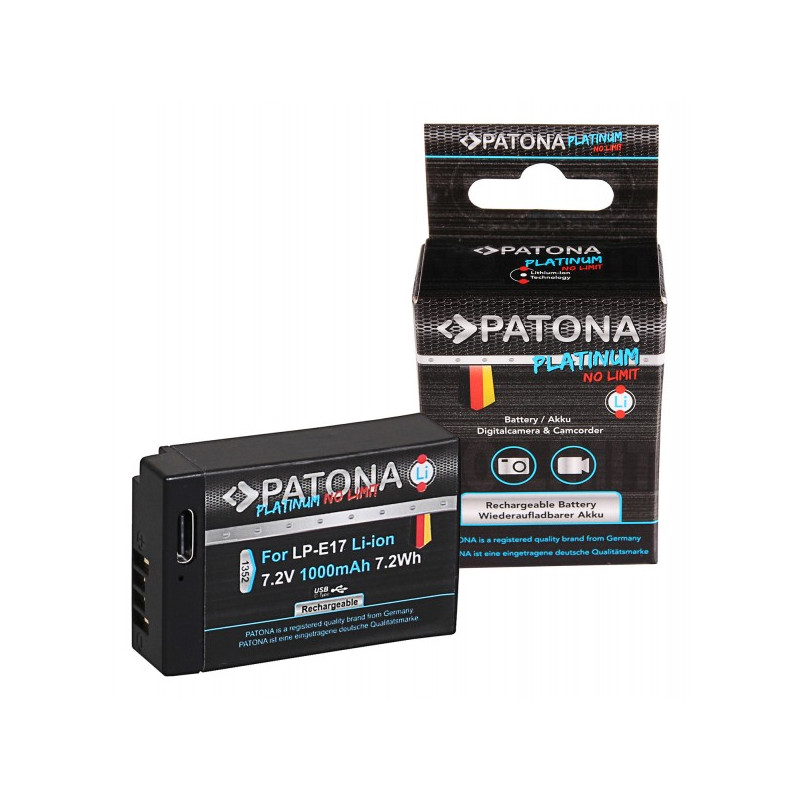 PATONA Platinum Battery with USB-C Input f. Canon LP-E17