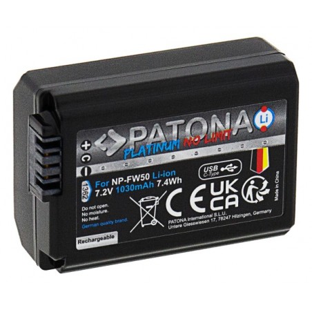 PATONA Platinum Battery with USB-C Input f. Sony NP-FW50